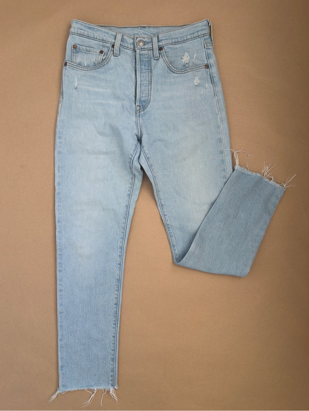 Levi’s Premium 501 Skinny Jeans Size 27 Light Wash Raw Hem Denim